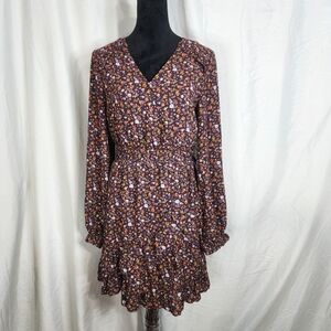 New CURRENT AIR Size Medium Purple Ditsy Floral Ruffled Tiered Cottagecore Dress